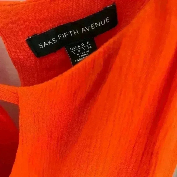 Saks Fifth Avenue Orange tiered sleeveless blouse - size L - Picture 3 of 3